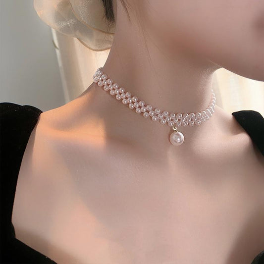 Adjustable Pearl Stone Choker for Women White Elegant Daily Wear