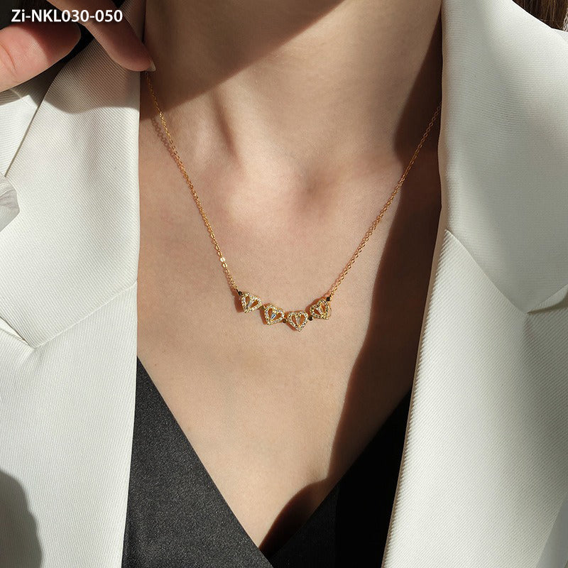 Magnetic Heart Clover Necklace Golden Silver 4
Leaf