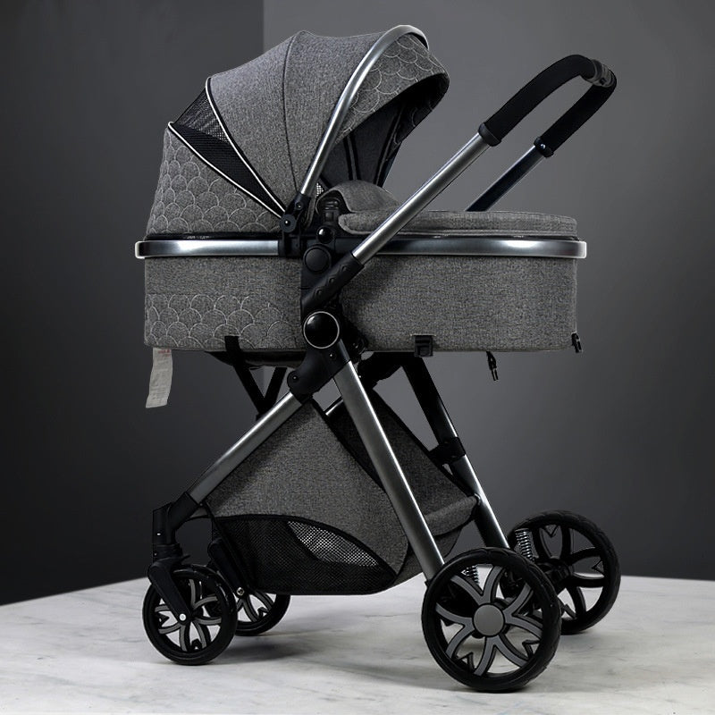 Lightweight baby stroller that can be used for sitting or lying down