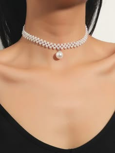 Adjustable Pearl Stone Choker for Women White Elegant Daily Wear