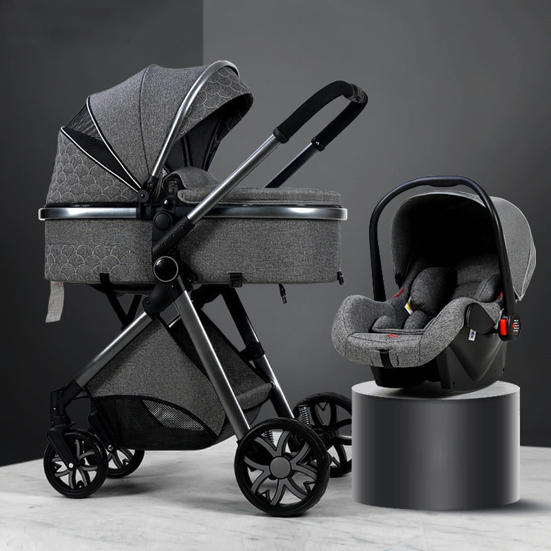 Lightweight baby stroller that can be used for sitting or lying down
