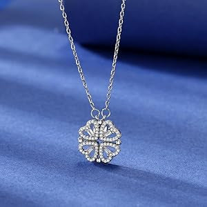 Magnetic Heart Clover Necklace Golden Silver 4
Leaf