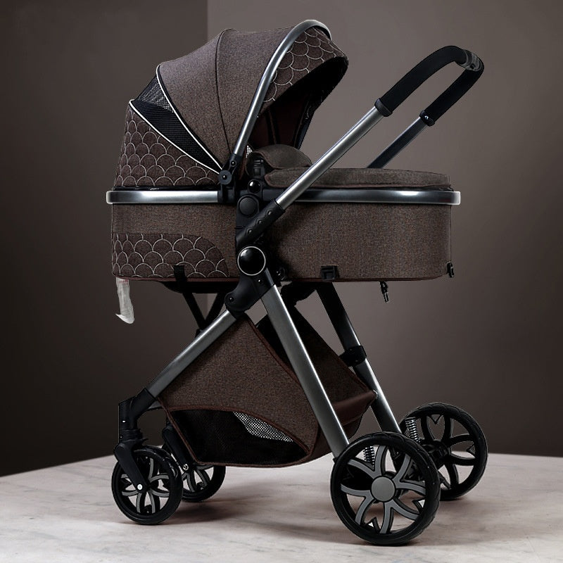 Lightweight baby stroller that can be used for sitting or lying down