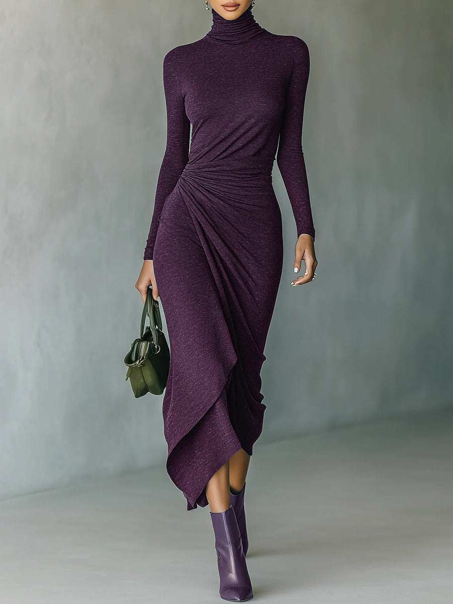 Elegant high-neck wrap dress for women