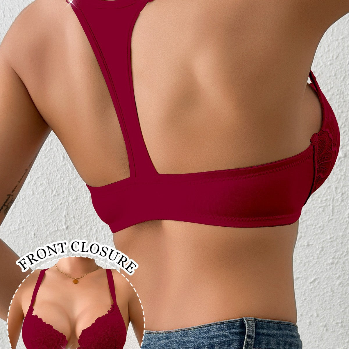 Thin Cup Push-Up Lace With Steel Ring Push-Up Front Buckle Beautiful Back Intimates