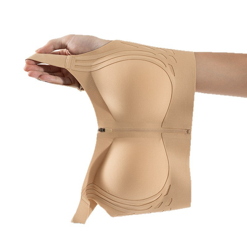 Front Zipper Sports Bra For Women, Shockproof, Wireless, Side Breast Collection, Anti-Sagging, Fixed Cup, Minimizer Bra For Large Busts